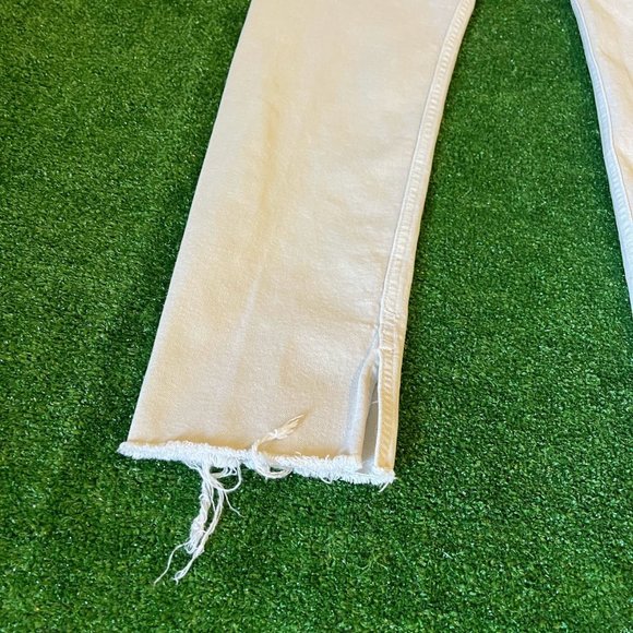 Zara Women's Split Raw Hem High Rise Denim Collection Beige Jeans Pants Size 06 - Picture 14 of 16